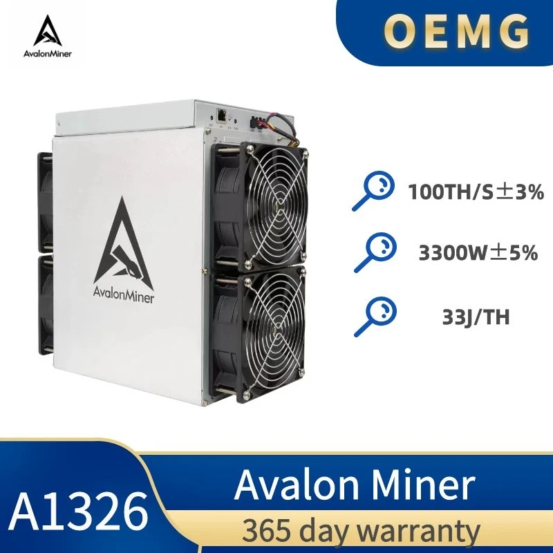 Nuovo Btc Miner Avalon Made A1326 100T 3300W Bitcoin Crypto Mining Machine Avalon Miner