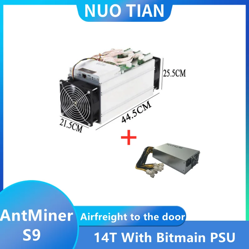 Usato Antminer S9 14T Bitcoin Miner Con Bitmain Psu Asic Miner 16Nm Btc Bch Miner Migliore Di S9 S9K T9 V9 E9