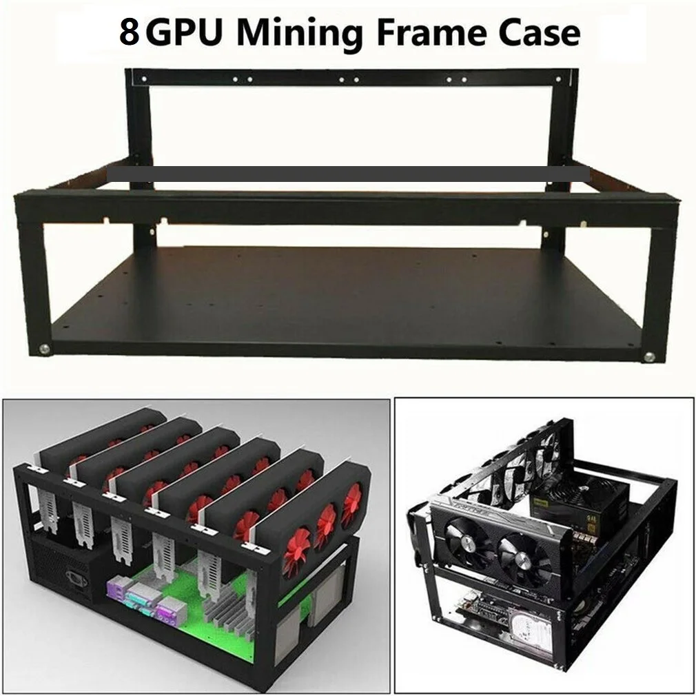 Moneta D'Acciaio Open Air Miner Mining Frame Rig Case Fino A 6 Gpu 8 Gpu Ethereum Bitcoin Mining Rig Telaio Da Miniera Impilabile In Alluminio