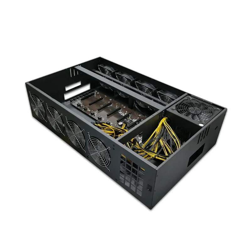 8 Gpu Mining Case Con Scheda Madre 8 Fan Per Btc Bitcoin Miner Mining Case Rig Chassis Miner Con 2000W Pc Psu