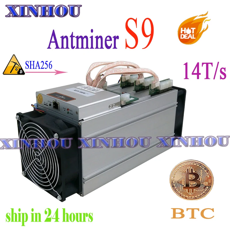 Usato Btc Bch Miner Antminer S9 14Th/S Asic Sha256 Bitcoin Miner (No Psu) Più Economico Di Antminer S9I Z9 T9 A9 Dr3 M10