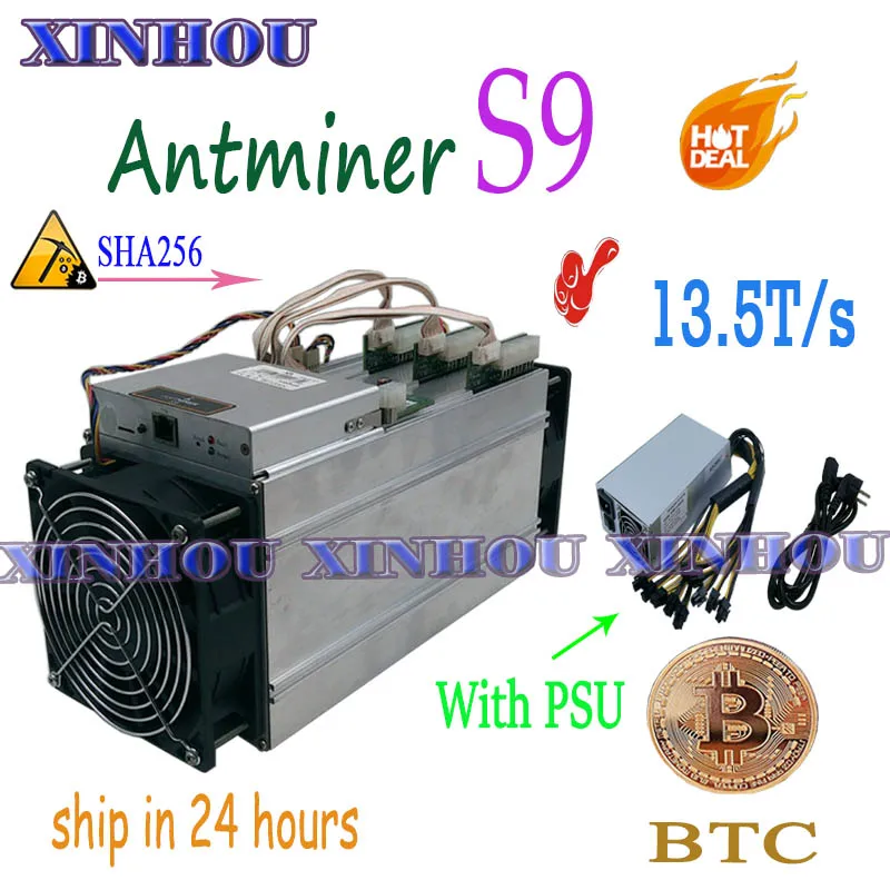 Usato Btc Bch Miner Antminer S9 13.5T Asic Sha256 Bitcoin Miner Con Psu Economico Di S9 S11 T15 Whatsminer M3X