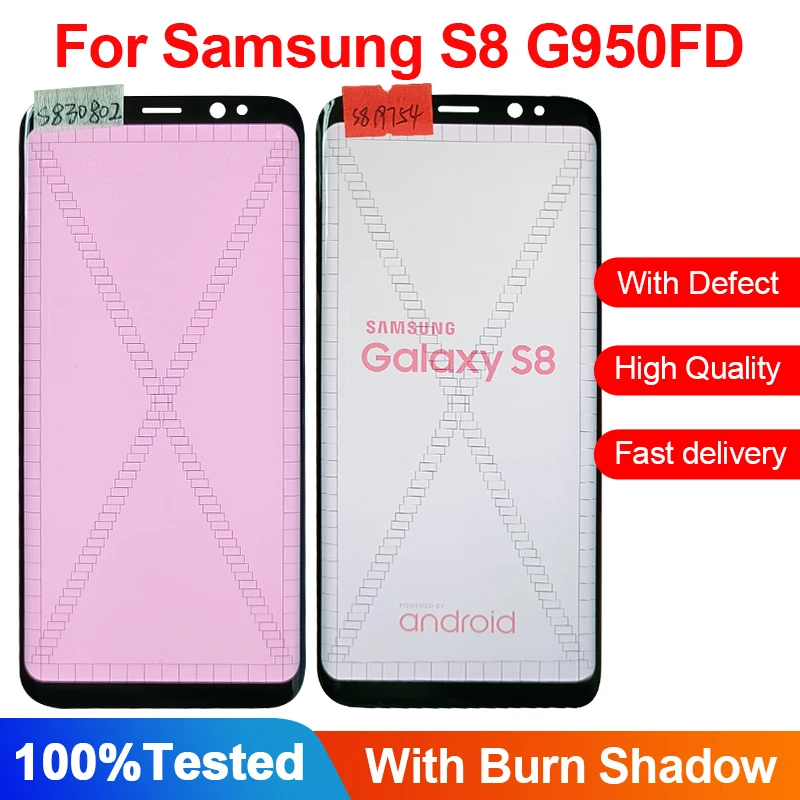 Amoled S8 Lcd Per Samsung Galaxy S8 G950 G950F G950Fd Display Touch Screen Digitizer Assembly Per Samsung S8 Screen Difetti