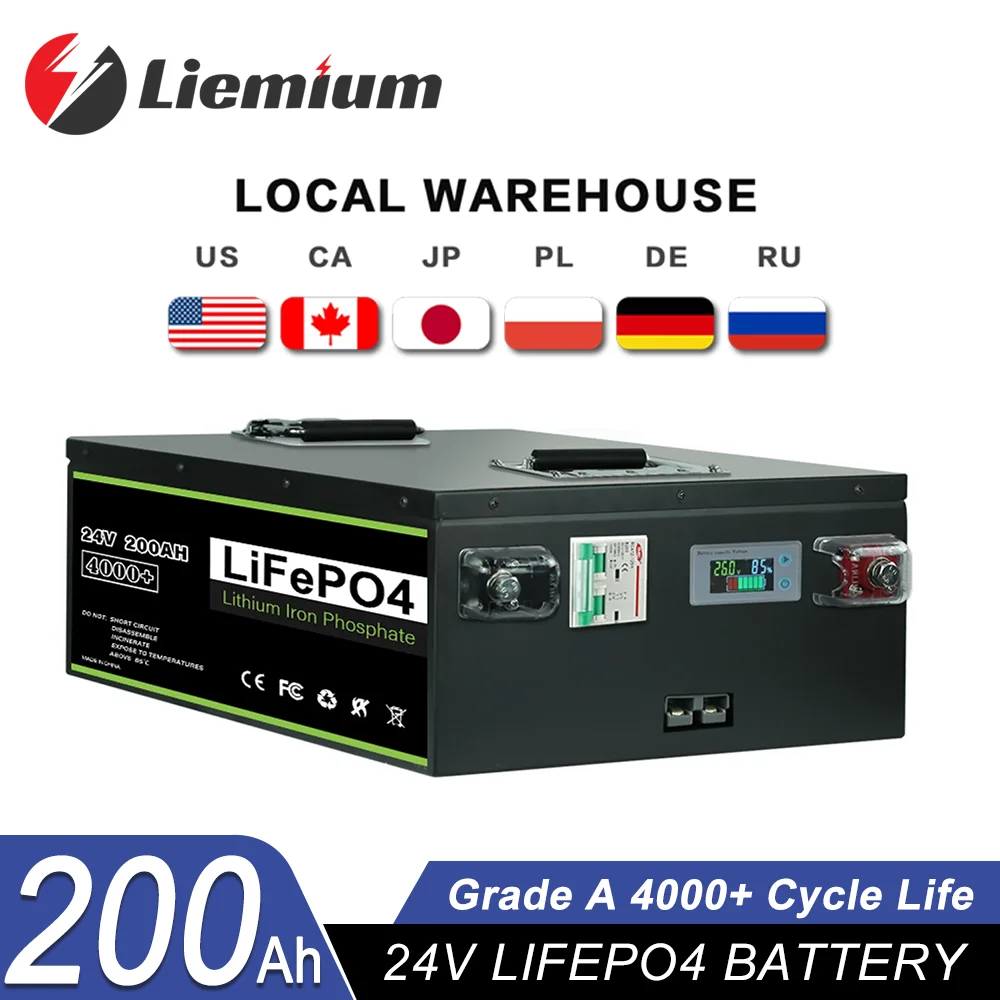 Nuovo 12V 24V 48V 100Ah 200Ah 280Ah 300Ah 400Ah Lifepo4 Batteria Integrata Bms Batteria Ricaricabile Per Inverter Solare Rv Nessuna Tassa