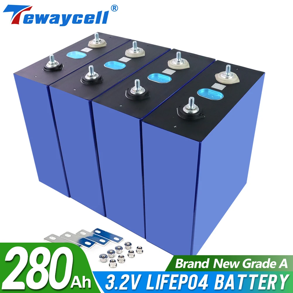 Tewaycell 280Ah 230Ah 200Ah Lifepo4 12V 24V 48V Grado A Batteria Ricaricabile 3.2V Energia Solare Esente Da Tasse