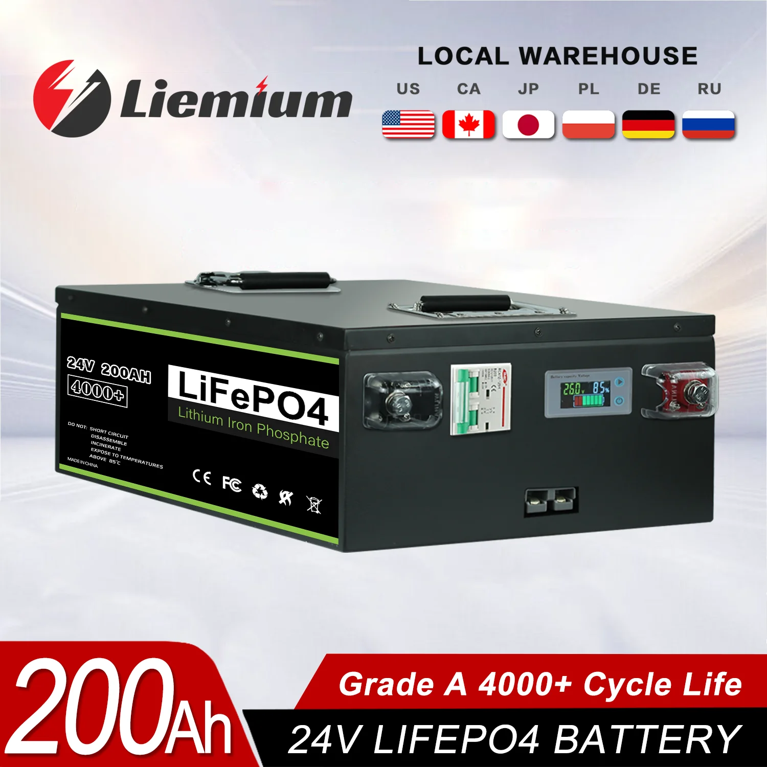 Nuovo 12V 24V 48V 100Ah 120Ah 200Ah 300Ah 400Ah Lifepo4 Batteria Integrata Bms Batteria Ricaricabile Per Inverter Solare Rv Nessuna Tassa