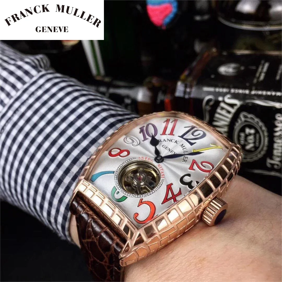 2023 Franck Muller Orologi Da Uomo Orologio Da Polso Meccanico Automatico Tourbillon Orologio Sportivo In Pelle Casual Business Luxury Watch Men