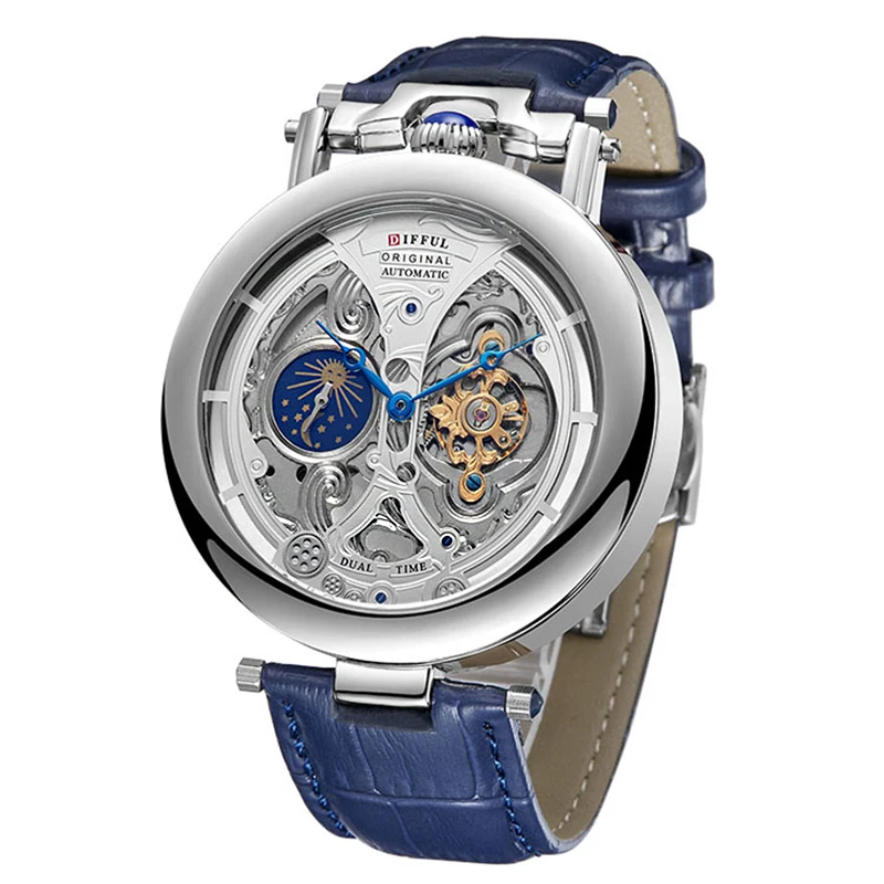 New Fashion Hollow Automatic Mechanical Watches Men Business Casual Leather Skeleton Tourbillon Orologio Da Polso Relogio Masculino