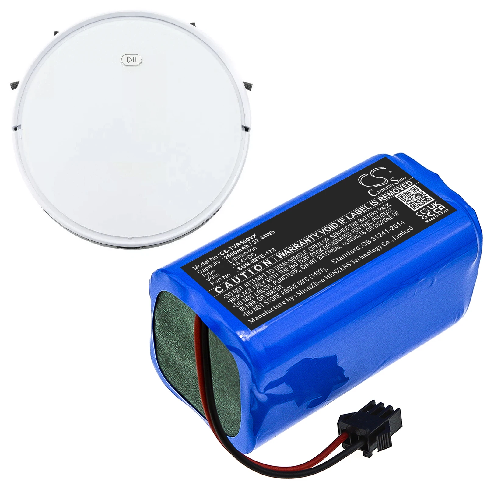 Batteria Cameron Sino 2600Mah Per Imartine C800 Cmicr18650F8M7-4S1P Tesvor X500 Pro Sun-Inte-172 Sun-Inte-273 Amarey A800 A900