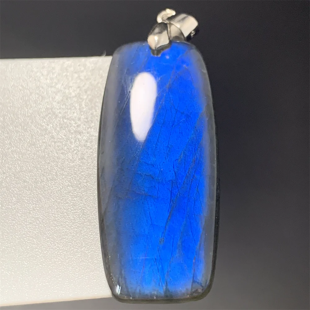 Rare Jelly Natural Full Royal Blue Light Labradorite Collana Con Ciondolo Donna Clean Clear Labrador Beads Gioielli Di Alta Qualità S925