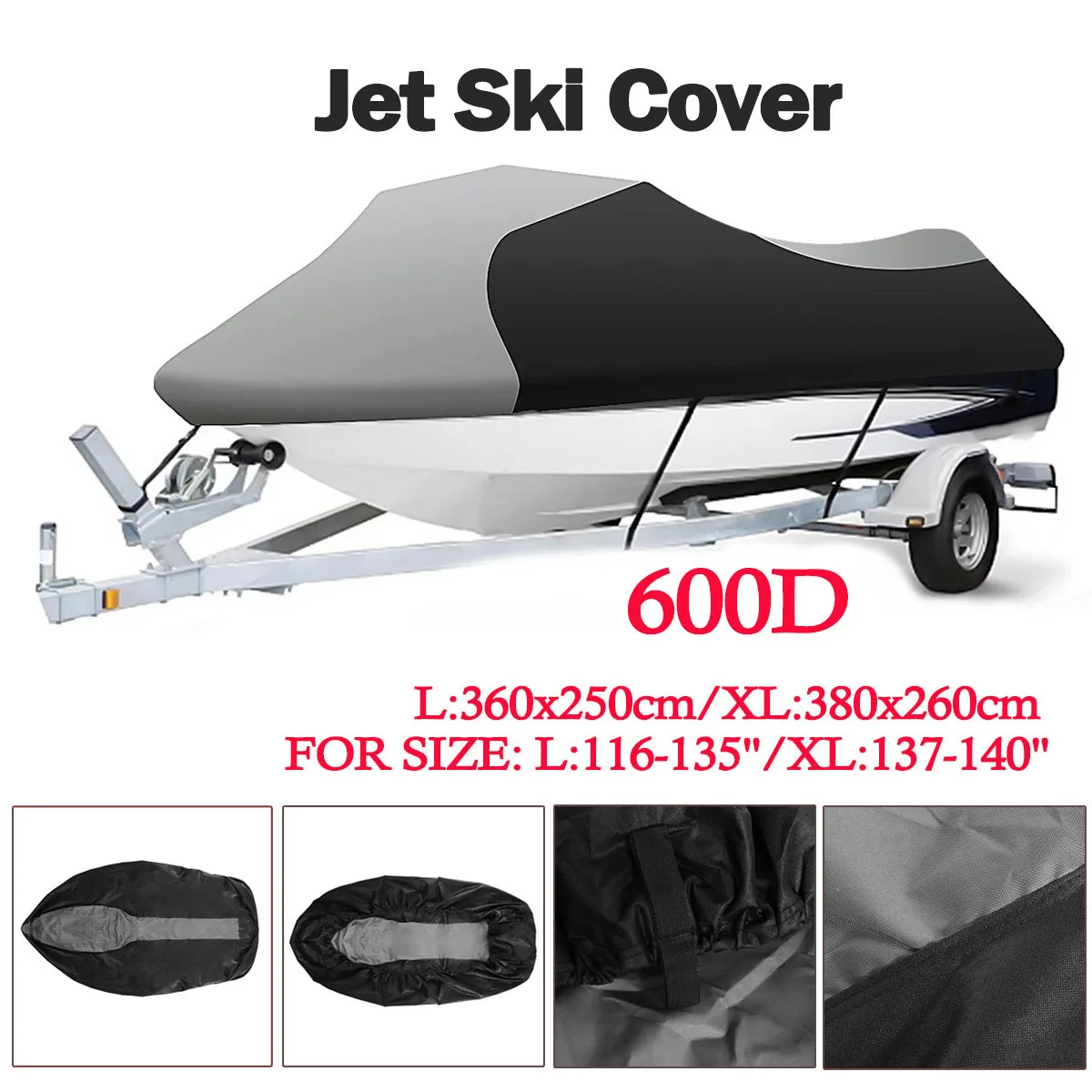 600D Jet Ski Trailerable Cover Protector Copertura Impermeabile Per Motoscafo Per Yamaha Wave Runner All Sea-Doo Water Crafts Bombardier