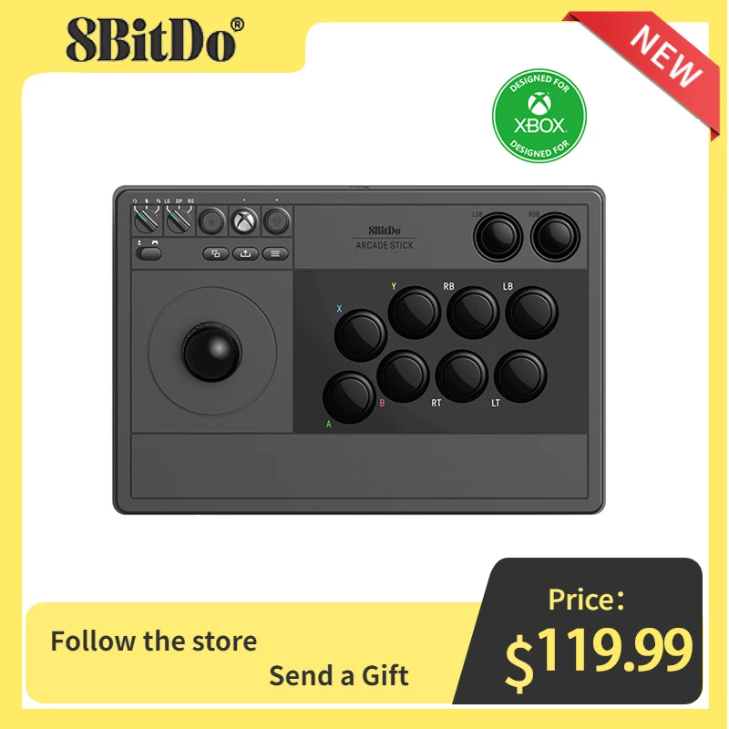 8Bitdo Arcade Stick Microsoft Con Licenza Ufficiale Per Xbox Series X/S Xbox One E Win10 Wireless 2.4G/Wired Usb-C Arcade Stick