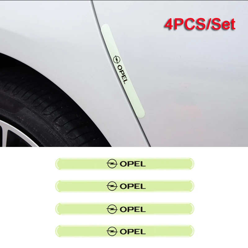 4Pcs Car Bumper Strip Sticker Luminoso Per Opel Emblem Astra Corsa Meriva Mokka Ampera Zafira Agila Vectra Omega Vivaro Antara