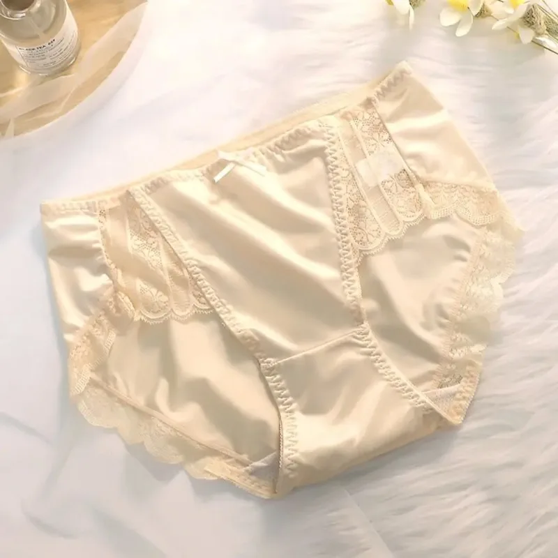Biancheria Intima Morbida Mutandine Sexy In Raso Leggero Mutandine Di Pizzo Mutandine Con Fiocco Lingerie Con Volant Per Le Donne Slip Lisci Muslimah