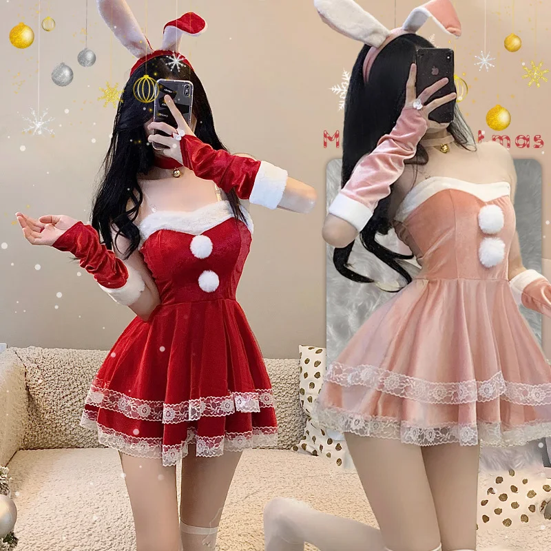 Christmas Carnival Party Cosplay Uniform Set Sexy Gonna Senza Spalline Pink Bunny Pure Desire Boyfriend Style Canary Lacy Dresses