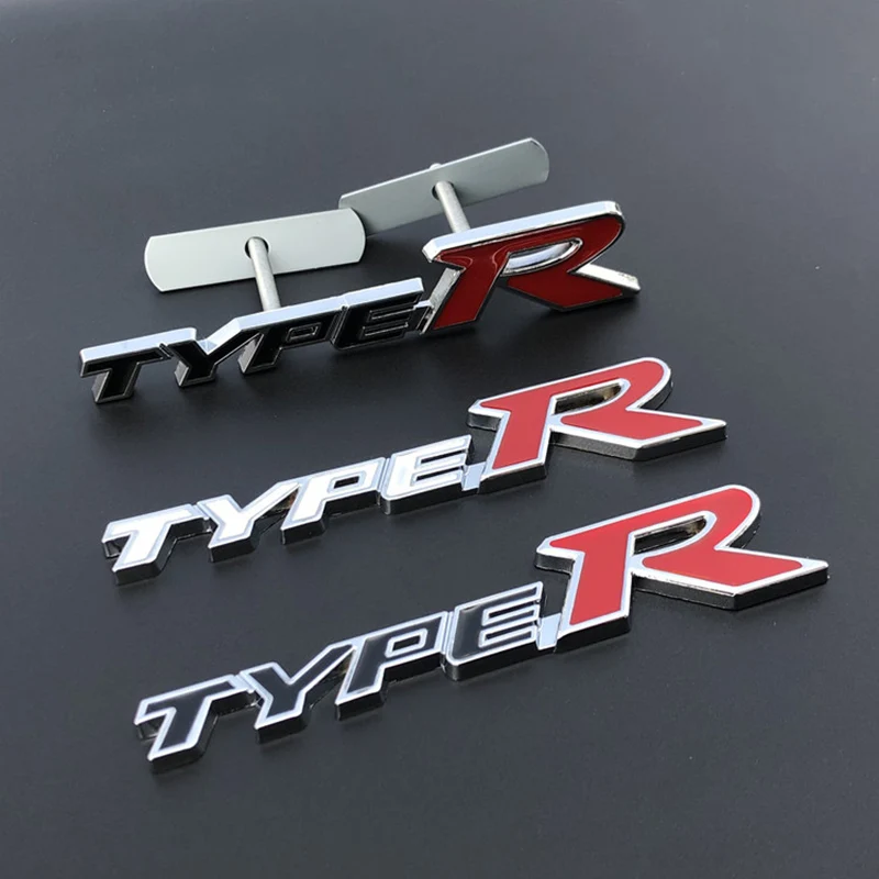 3D Metal Car Trunk Front Grill Tipo R Logo Emblem Badge Sticker Per Honda Civic Fn2 Fk8 Fk2 Ep3 Ek9 Fd2 Mugen Type R Accessori