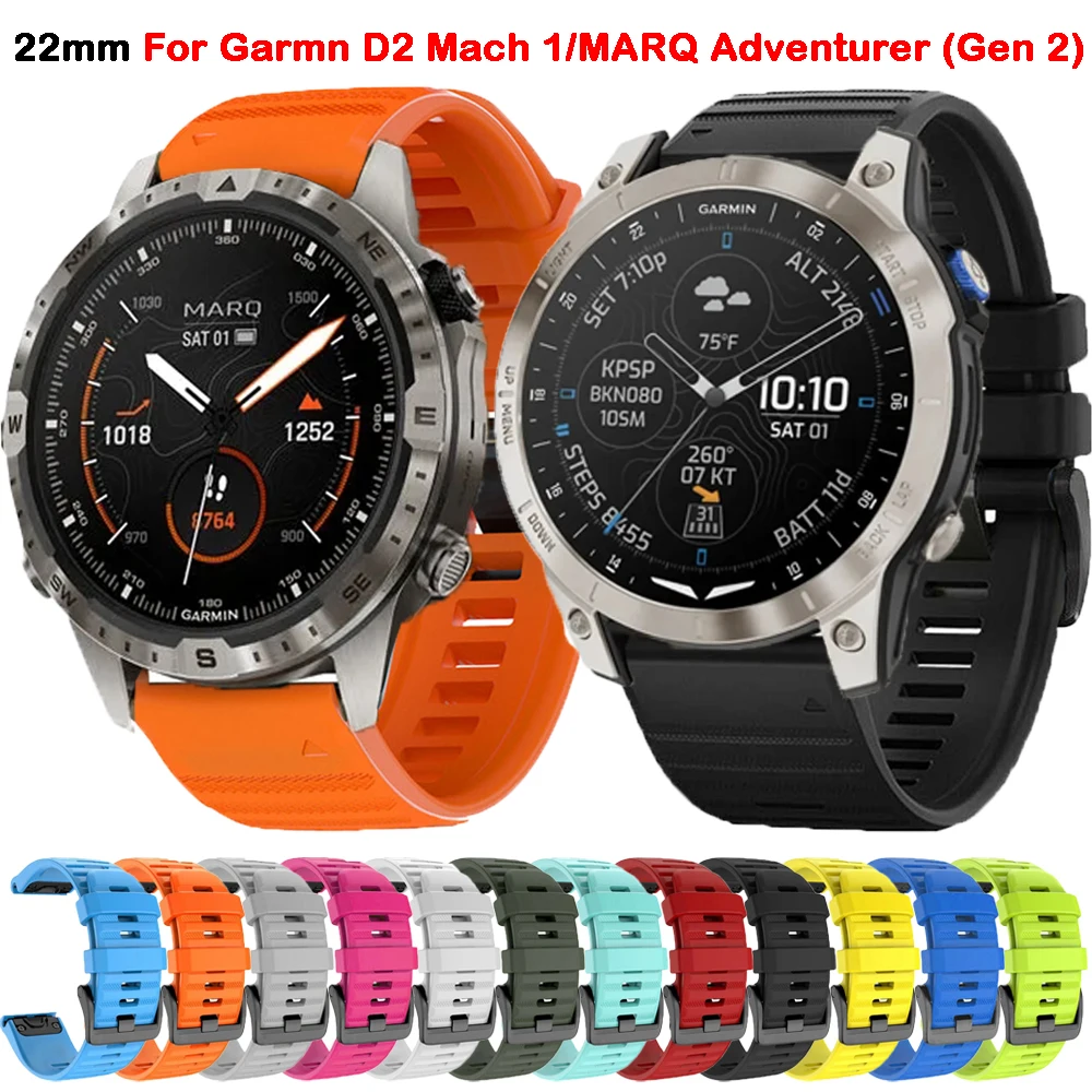 Cinturino In Silicone A Sgancio Rapido 22 26Mm Per Garmin Marq Adventurer/Atleta/Golfista/Captain/Aviator/D2 Mach 1/Fenix 7 7X 6X Strap