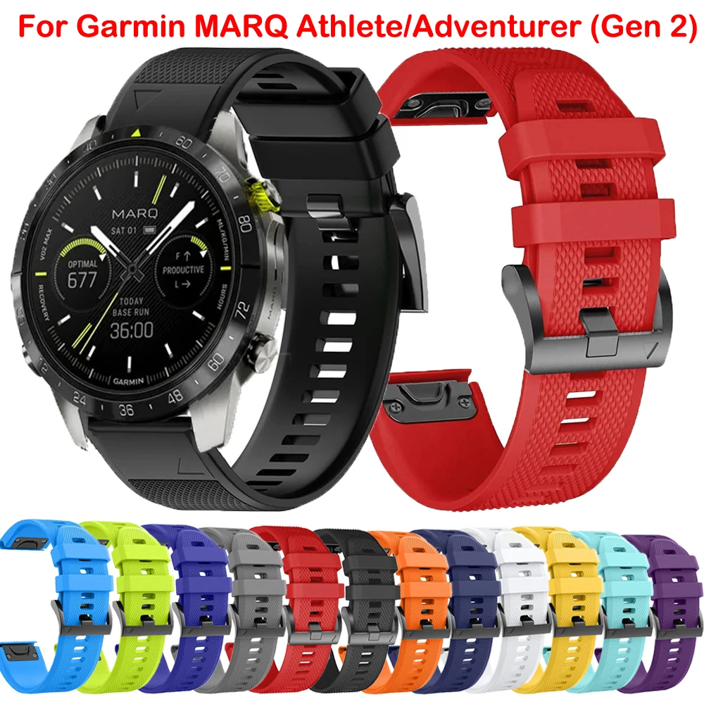 26 22Mm Easyfit Cinturino Per Garmin Marq Atleta Adventurer Golfer Captain Aviator Silicone Smartwatch Braccialetto A Sgancio Rapido