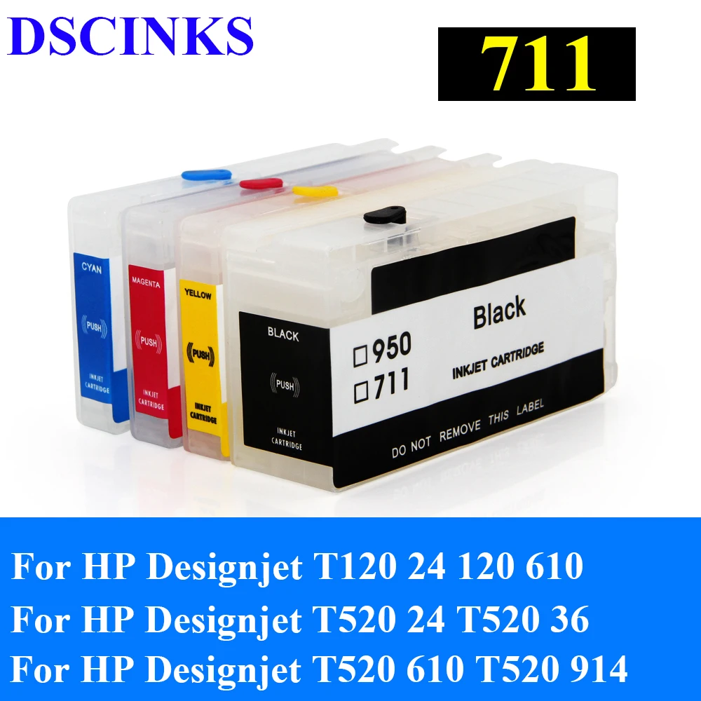 Per Hp 711 Cartuccia Di Inchiostro Riutilizzabile Per Hp Designjet T120 24 120 610 T520 24 T520 36 T520 610 T520 914 Cartrtidge Mostra Il Livello Di I