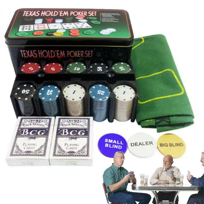 200Pcs Fiches Da Poker Party Table Game Poker Token Case Set Poker Game Set Con Big Blind Vega Per Texas Holdem Gioco Di Viaggio