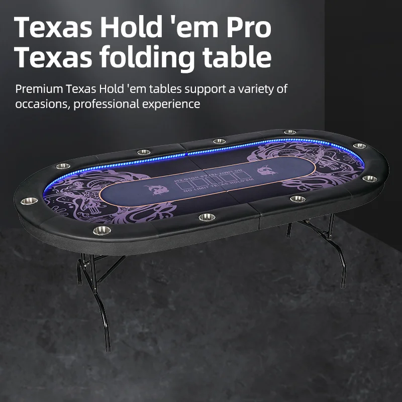Texas Poker Table 213*106Cm Piedini Da Tavolo Pieghevoli Con Led Light Casino Texas Baccarat Sconto Sul Prezzo