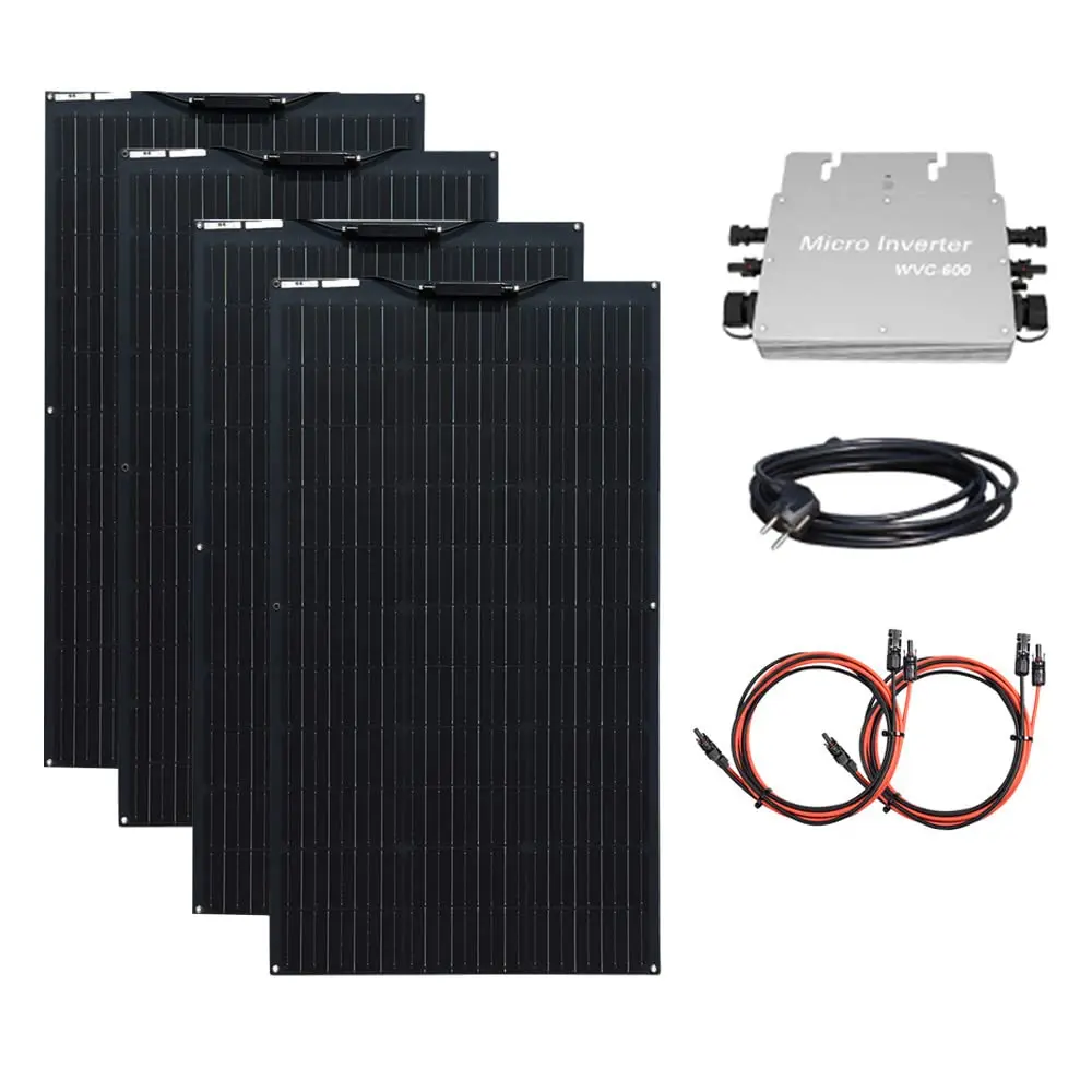 Grid-Connected Solar Panel System Balcony 600W 400W 200W Kit Pannello Solare Comeplete Plug And Play System 220V Pannello Fotovoltaico Home Power Micr