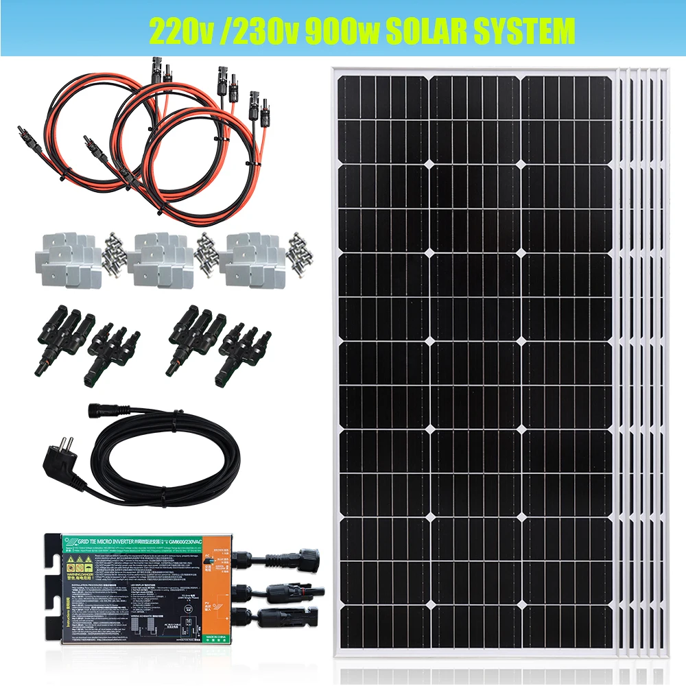 Sistema Di Pannelli Solari Da Balcone 900W 600W 300W - Pannelli Solari Sistema Fotovoltaico Collegato Alla Rete Sistema Domestico Rigido Plug And Play
