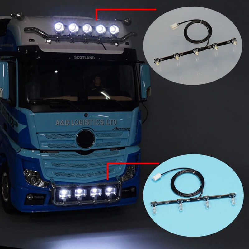 Led Roof Spotlight Pcb Board Light Front Face Chin Lamp Per 1/14 Tamiya Rc Truck Trailer Mercedes Benz Actros 3363 56348 Part