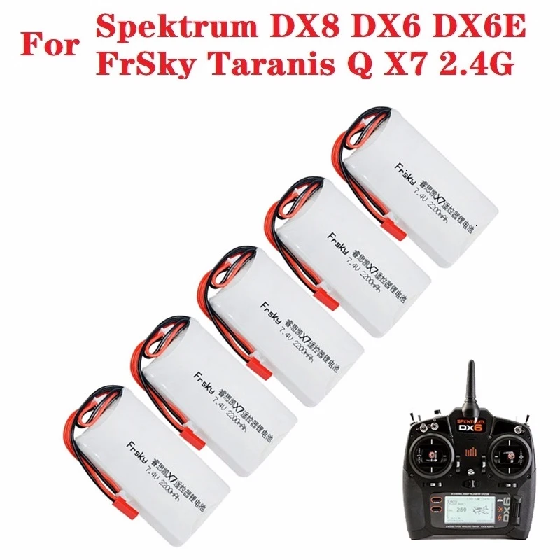 Batteria Lipo 7.4V 2200Mah Per Frsky Taranis Q X7 Dx6E Dx6 Trasmettitore Spektrum Dx8 Rc Pezzo Di Ricambio 2S 7.4V Batteria