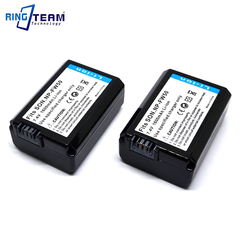 2Pcs Batteria Ricaricabile Np-Fw50 Np Fw50 Per Sony Alpha A3000 A3500 A5000 A6000 7 7R 7S 7Ii A7 A7R A7S Dsc-Rx10Ilce-Qx1 Telecamere