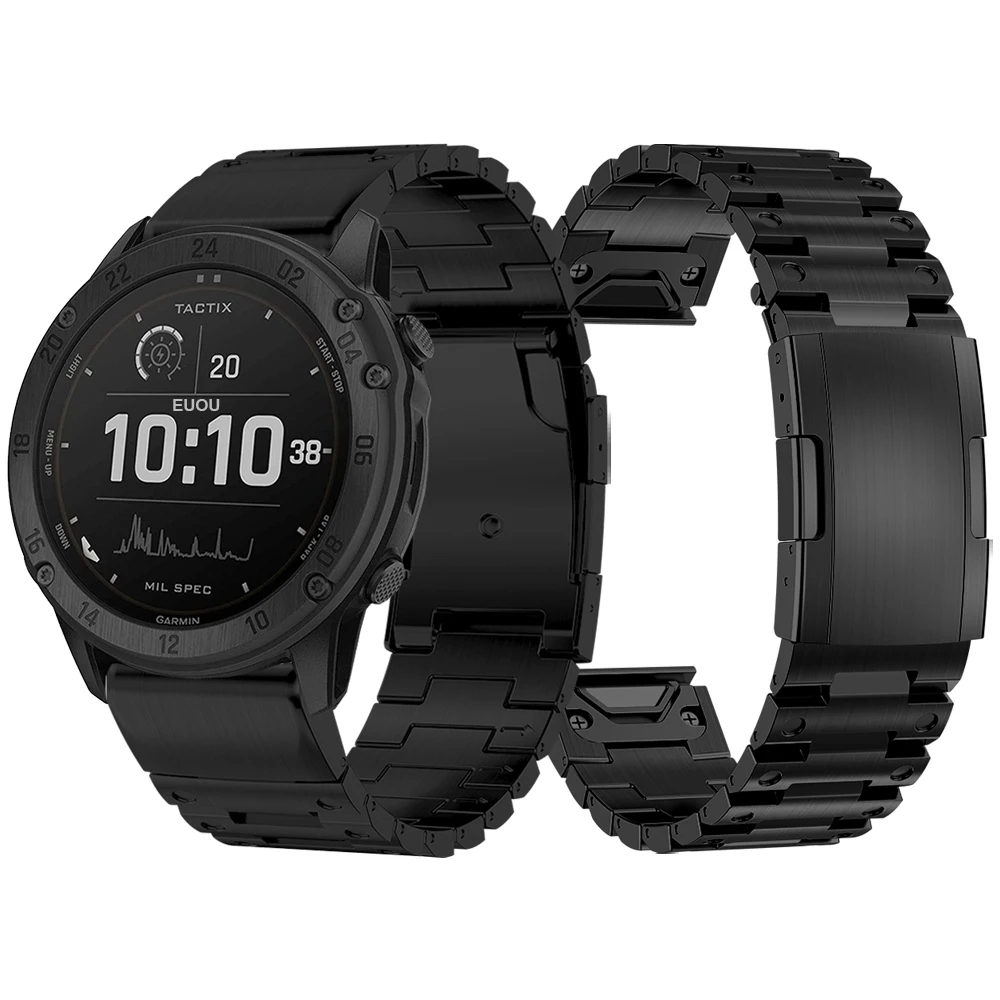 Quickfit 26 Cinturino In Acciaio Metallico Per Garmin Tactix 7 Pro / Tactix Delta Solar Quick Release Cinturino Per Cinturino Modifica Cinturini