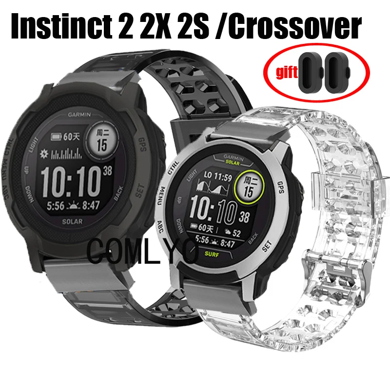 3 In1 Per Garmin Instinct 2X 2 2S Solar Sports Crossover Strap Tpu Band Wristband Clear Tpu Belt Charging Port Plug Cover