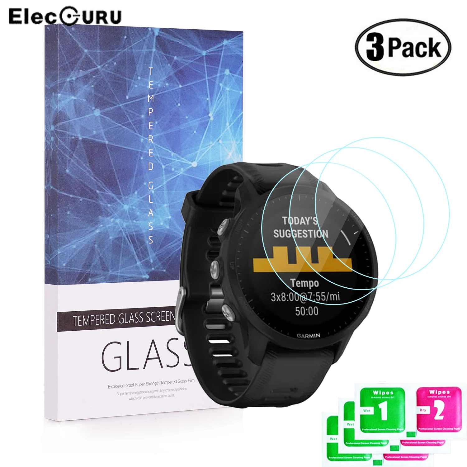 Pellicola Salvaschermo In Vetro Temperato Per Garmin Forerunner 955/955 Solar, Durezza 9H Vetro Protettivo Per Schermo Senza Bolle 3 Confezioni