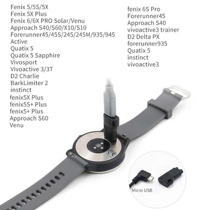 Adattatore Connettore Femmina Da Micro Usb A 4Pin Per-Garmin Fenix 6/6X Pro Solar/Venu
