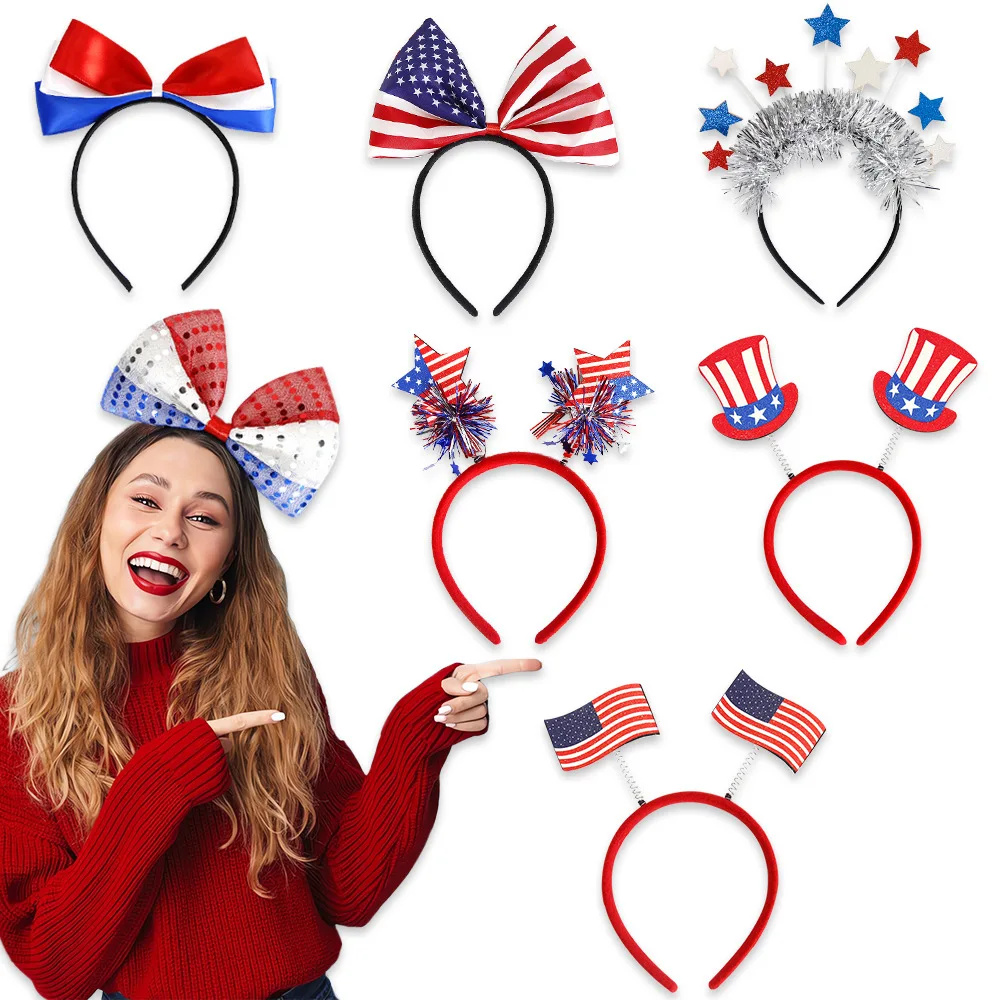 Usa Independence Day Copricapo Happy American Independence Day Cheer Usa 4 Luglio 2023 Party Diy Us National Day Flag Hair Band