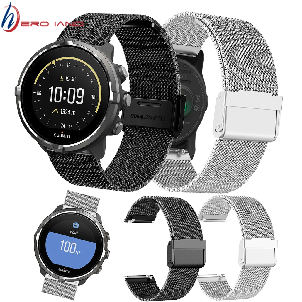 24Mm Cinturino In Acciaio Inossidabile Cinturino Milanese Per Suunto 9/ Suunto 9 Brao /Suunto D5/ Suunto Spartan Sport Polso Hr Baro