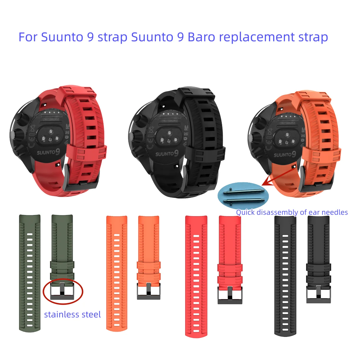 Runcool Cinturino In Silicone Morbido Da 24Mm Per Suunto 7, 9 Cinturino Baro Per Suunto D5, Suunto 7 Cinturino Sportivo Intelligente Per Orologio Spor