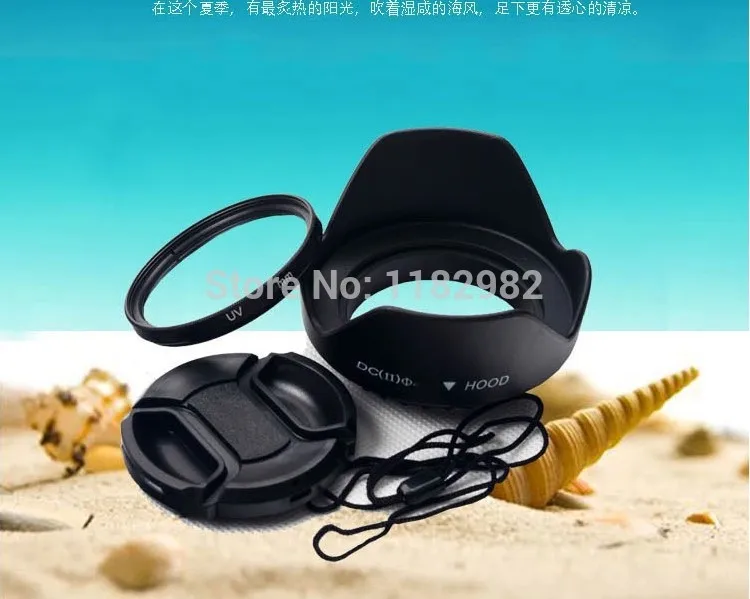 3In1 1 Set 55 Millimetri Lente Filtro Uv + Lens Cap Cappuccio + Lens Per Sony Fdr-Axp55 Fdr-Ax40 Fdr-Ax53