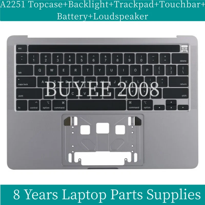 Nuova Tastiera A2251 Us Per Macbook Pro Retina 13 "A2251 Topcase Tastiera Usa Retroilluminazione Trackpad Altoparlante Touchbar Batteria Grigio