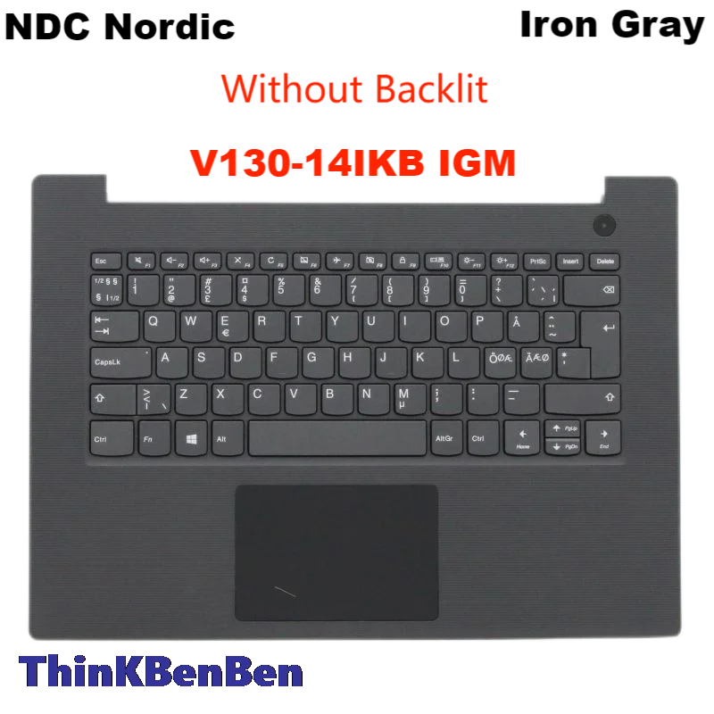 Tastiera Nordica Ndc Con Custodia Superiore In Ferro Grigio Palmrest Shell Cover Per Laptop Lenovo V130 14Ikb 14Igm Muslimah