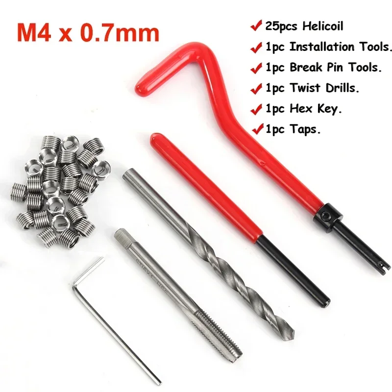 Auto Helicoil M4 * 0.7Mm 30 Pezzi In Acciaio Inox Helicoil Pro Coil Drill Tool Kit Di Riparazione Filettatura Auto Generale Set Di Viti Puopose
