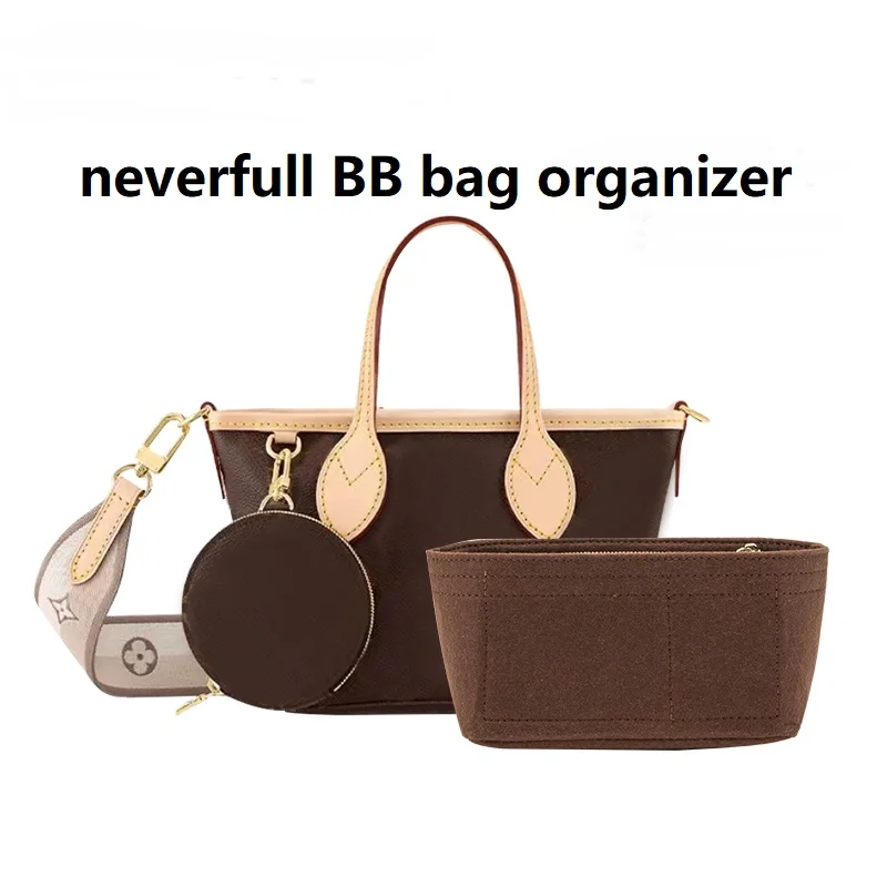 Argon Only Sale Insacca】Per Lv Neverfull Bb Feltro Borsa In Pelle Scamosciata Organizer Inserto Scomparto Interno In Borsa Multi Pocket Organizer