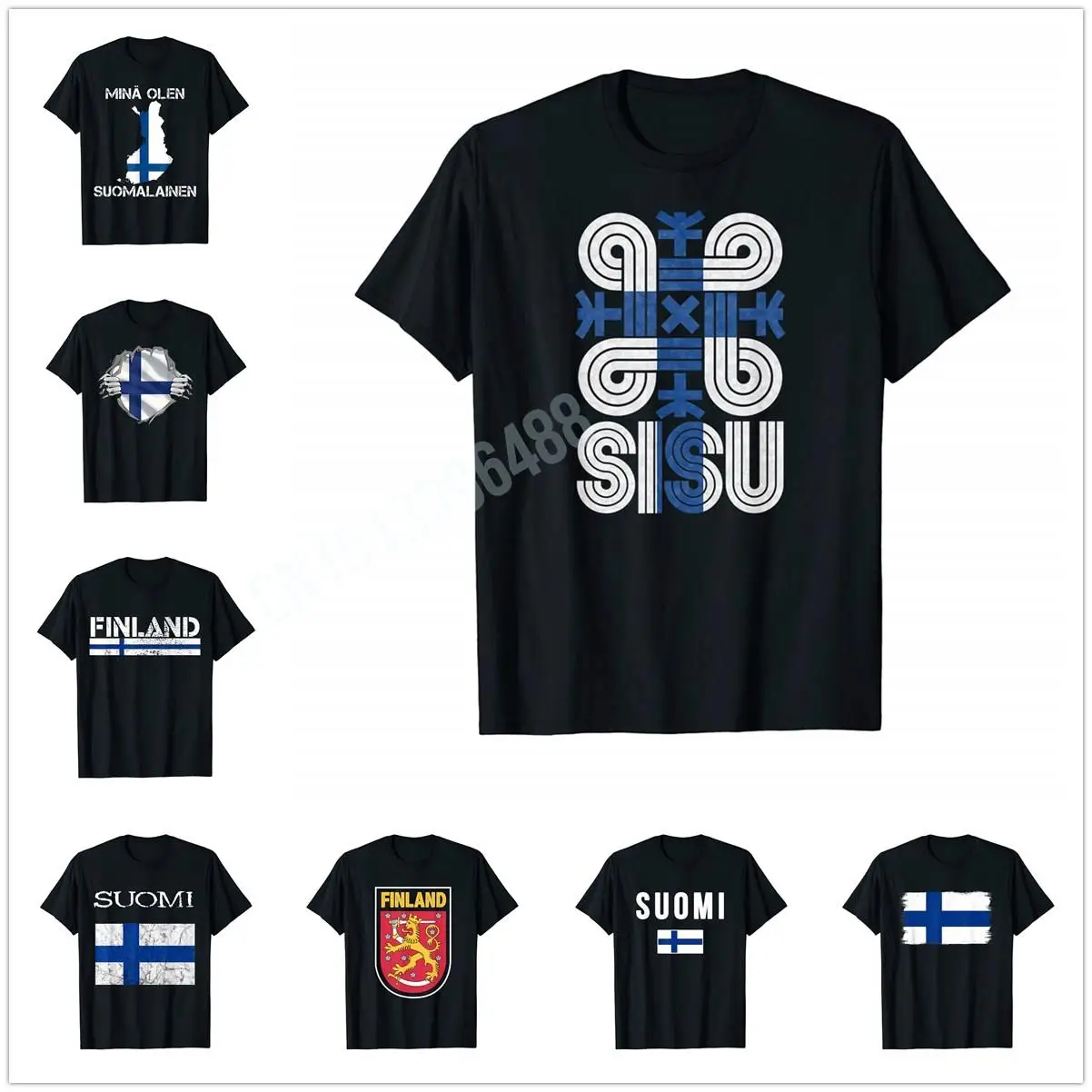 Più Design Sisu Finnish Flag Suomi Finland Protection Symbol Rune T-Shirt Da Uomo Donna T-Shirt Top In Cotone T-Shirt