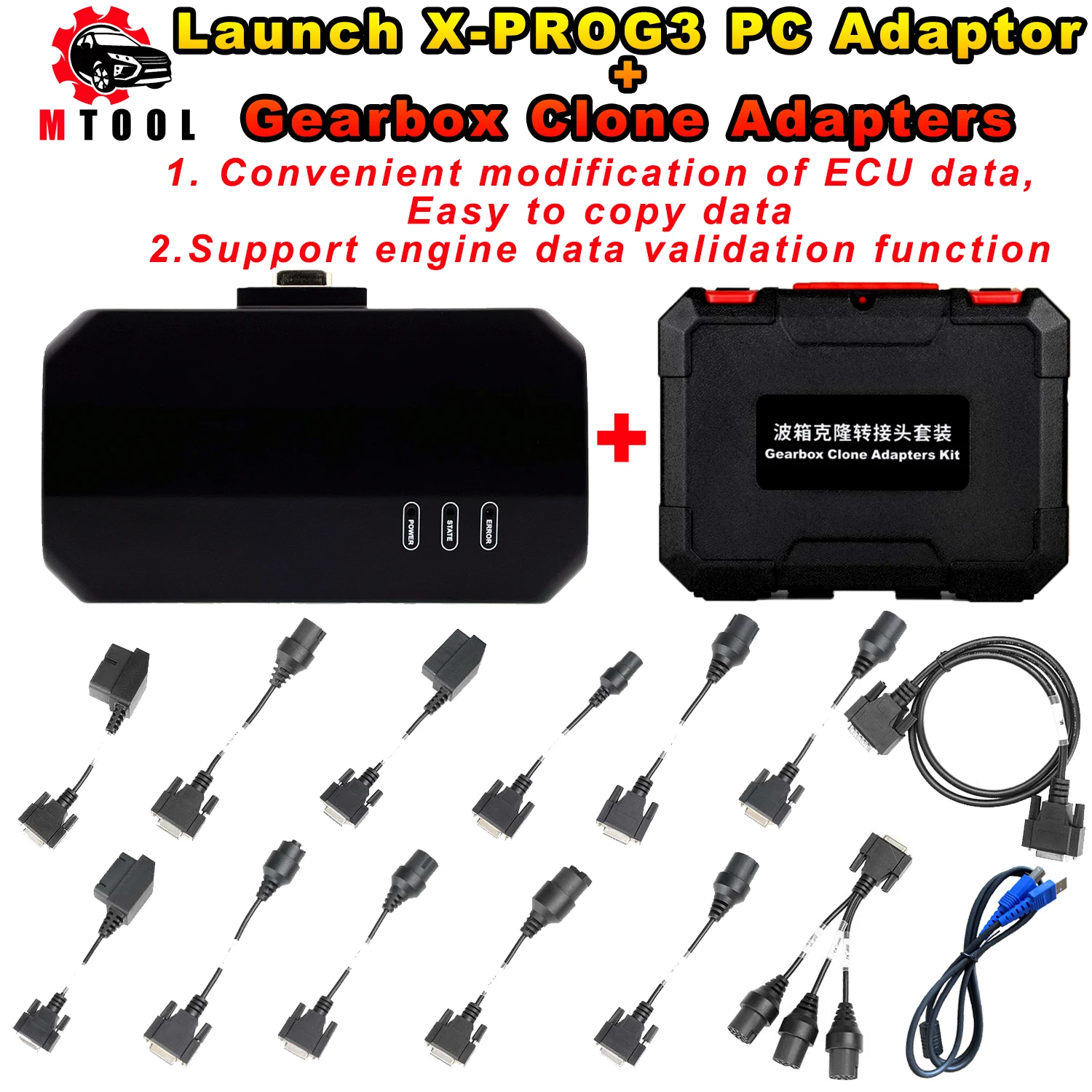 Avvia X431 X-Prog3 Pc Adapter Pc Tool & Gearbox Clone Connectors Kit Pacchetto Per Xprog3 Xprog-3 Key Programmer Ecu Read Write