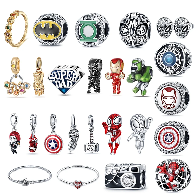 Adatto Per Pandora Charm Bracciale Marvel Avengers Charm Series Spider-Man Iron Man Charm Pendant Jewelry