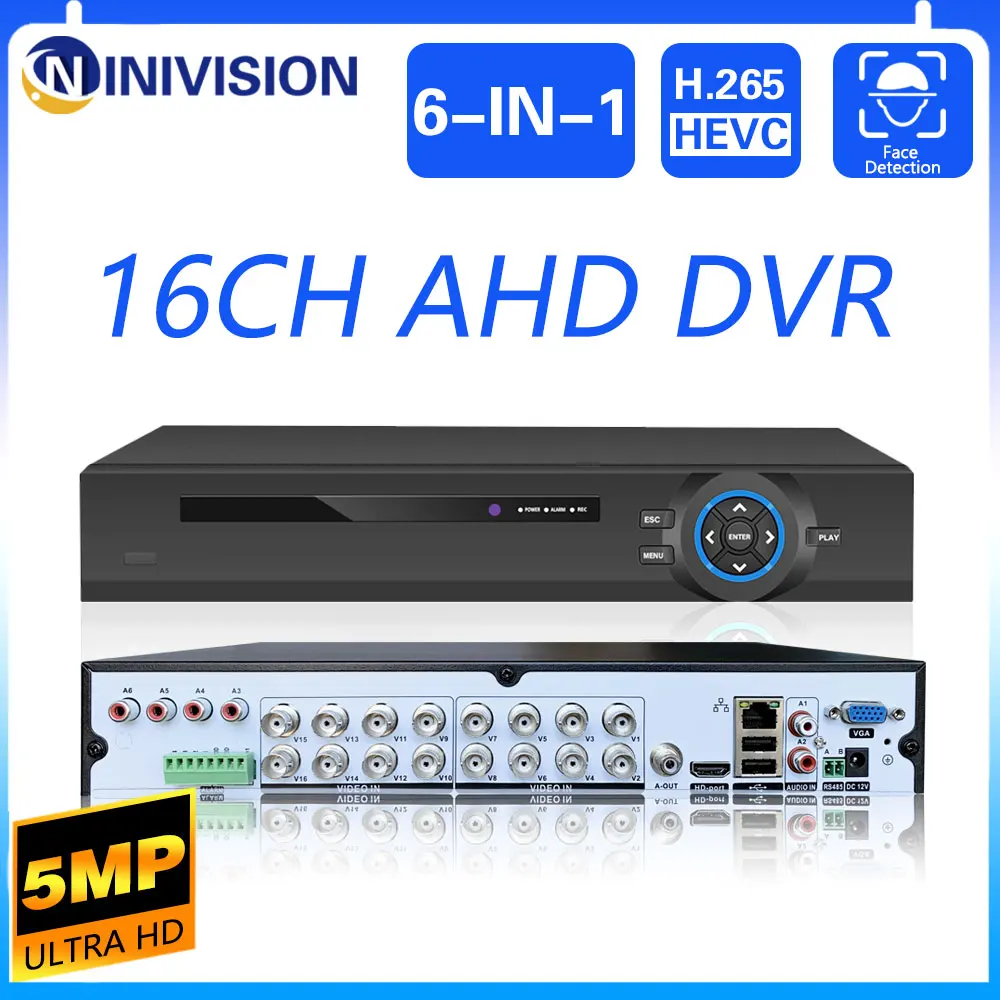 5Mp Ahd 16 Canali Ahd Dvr Nvr Ibrido 6 In 1 Video Recorder Per 5Mp 1080P Tvi Cvi Cvbs Ahd Cctv Ip Telecamera Di Sicurezza Con 4Tb Hdd