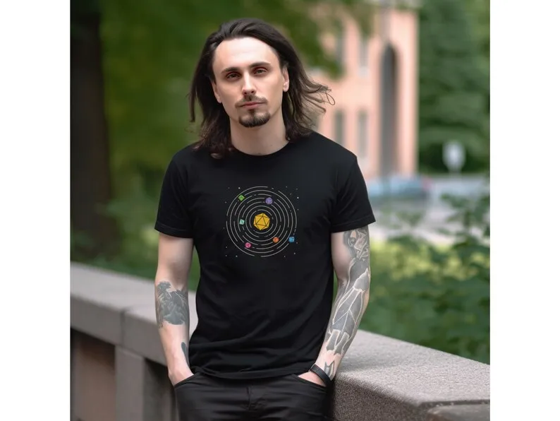 D20 Solar Dice System Universe Rpg Tabletop Game Player Dungeon Master T Shirt Maniche Lunghe O Corte