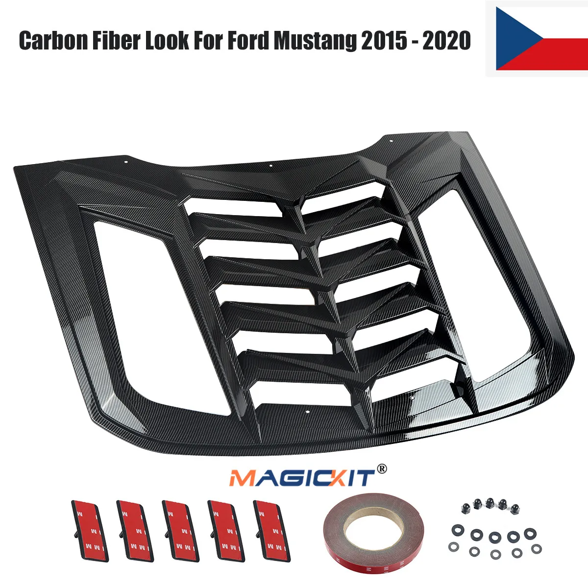 Magickit Per 15-20 Ford Mustang Coupe Lunotto Posteriore Scoop Louver Parasole Copertura In Carbonio-Abs