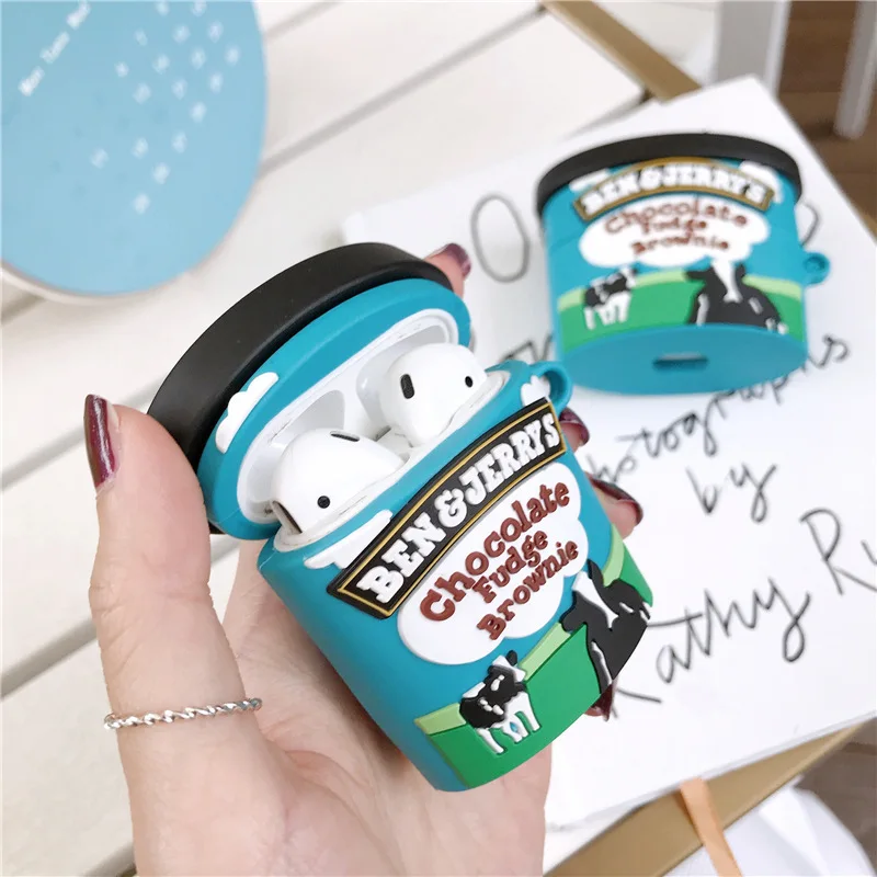 Per Custodia Airpods Pro, Custodia Per Auricolari In Silicone Ben Jerry Chocolate Fudge Brownie Con Custodia Keychian Per Airpods 1/2/Custodia Airpods
