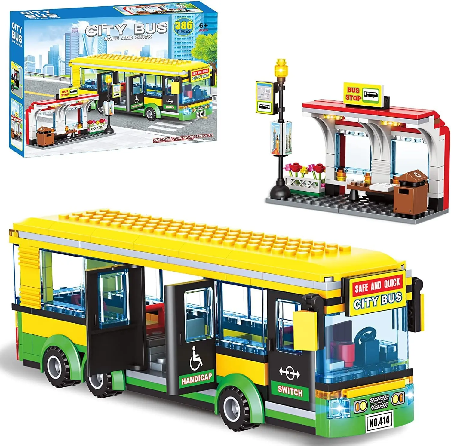416Pcs City Town Bus Station Center Bus Station Building Kit Best Learning Roleplay Stem Block Gioca Giocattoli Regalo Per Ragazzi E Ragazze